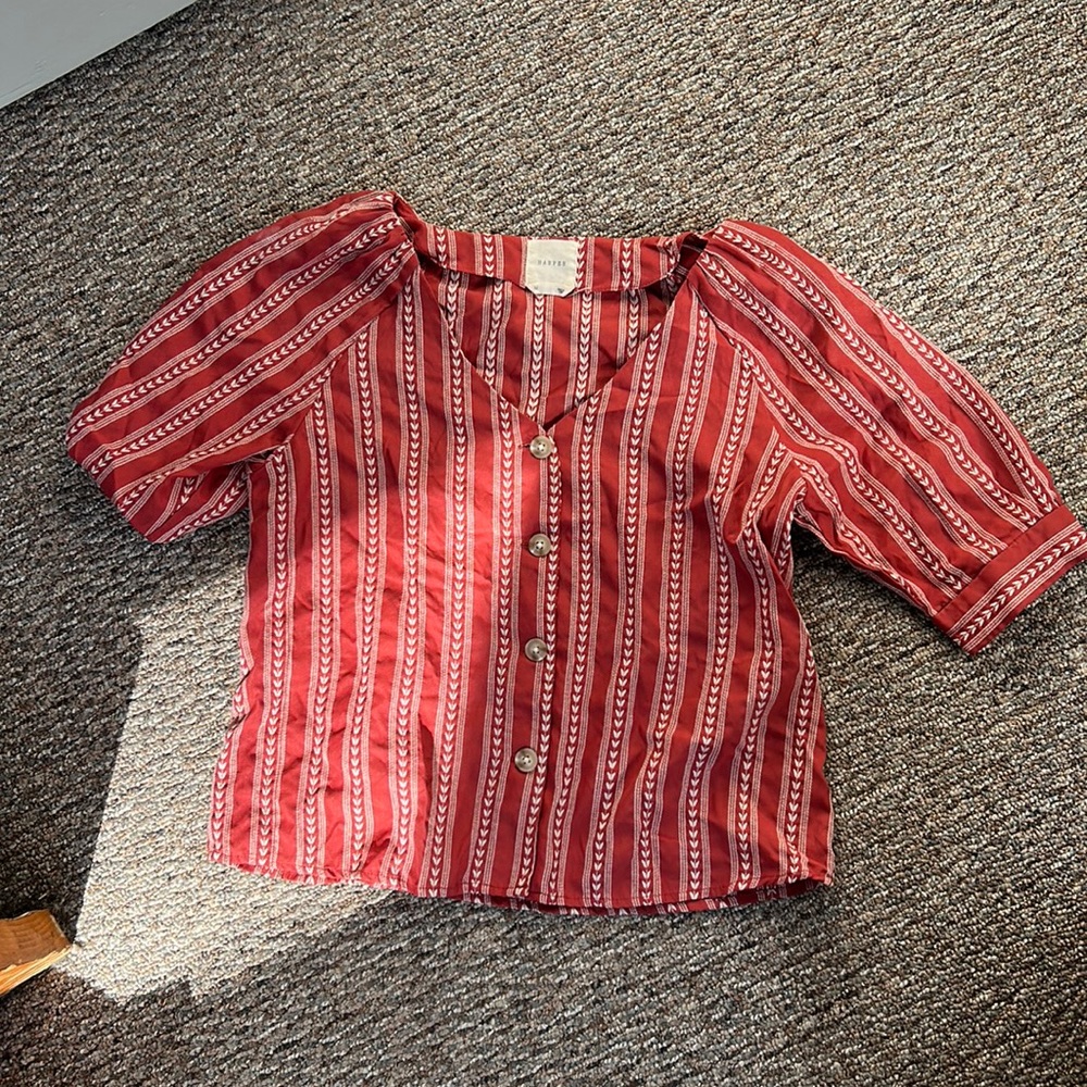 Harper short sleeved red blouse